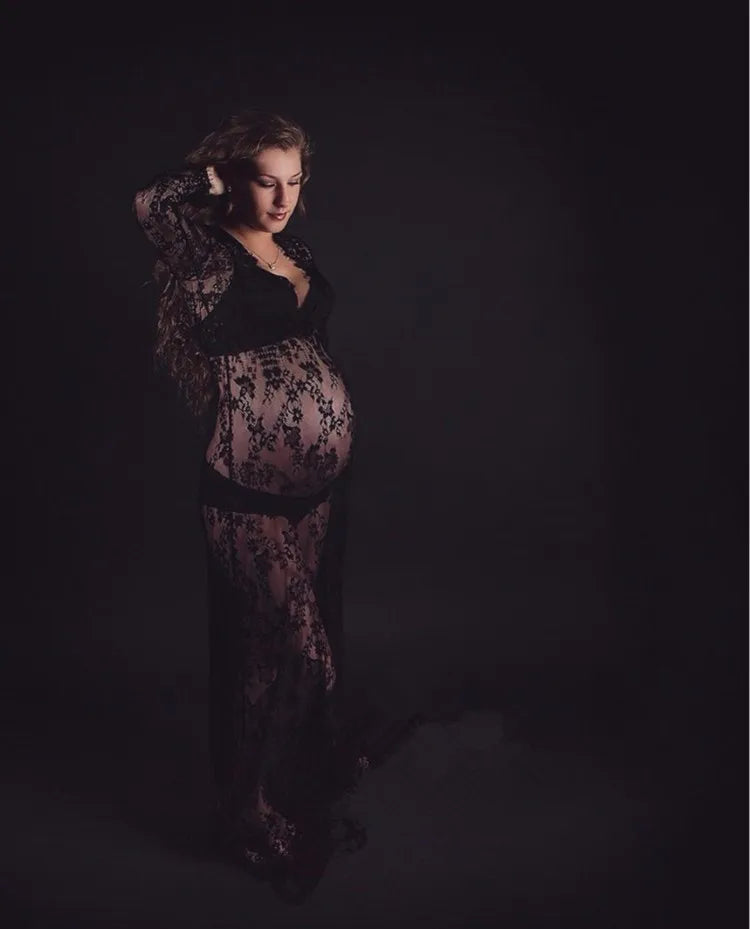 2017 Maternity photography props maxi Pregnancy Clothes Lace Maternity Dress Fancy shooting photo summer pregnant dress S-4XL - Fashionner