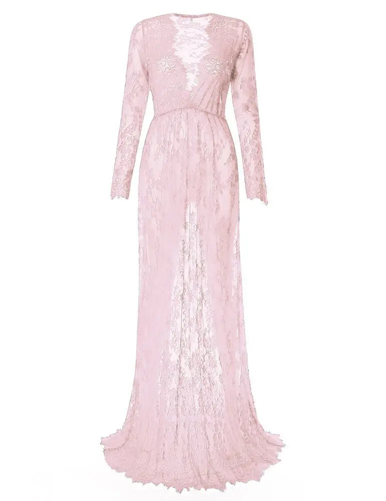 Fashion Maternity Photography Props Maxi Maternity Gown Lace Maternity Dress Fancy Shooting Photo Summer Pregnant Dress Plus - Fashionner