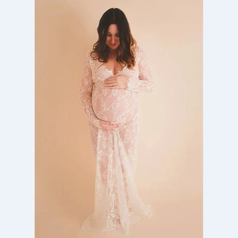 2017 Maternity photography props maxi Pregnancy Clothes Lace Maternity Dress Fancy shooting photo summer pregnant dress S-4XL - Fashionner