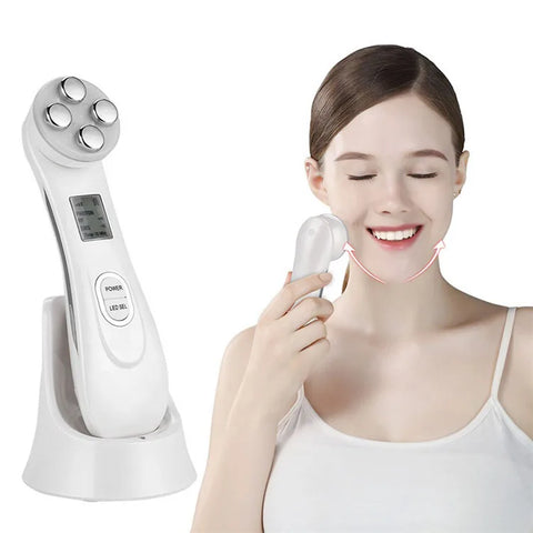 Buy Handheld Anti-Aging 5 In 1 Face Massager Skin Care Tool Led Photon Therapy Rf Ems Facial Massager online at Fashionner.