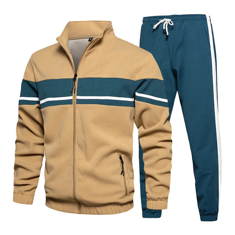 Buy Custom Logo Men Zipper 2 Piece Set Tracksuit Athleisure Men Color Block Zip Up Men Workout Tracksuit High Quality online at Fashionner.