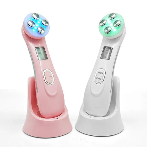 Buy Handheld Anti-Aging 5 In 1 Face Massager Skin Care Tool Led Photon Therapy Rf Ems Facial Massager online at Fashionner.