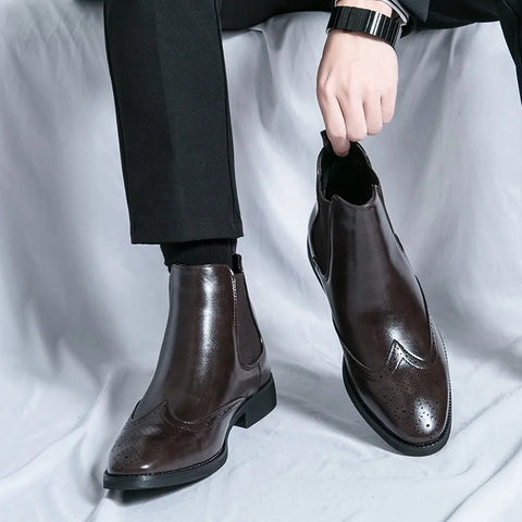 Buy Custom Logo Western Chelsea Boots Mens Shoes Low Heels Big Size Casual Ankle Boots For Men online at Fashionner.
