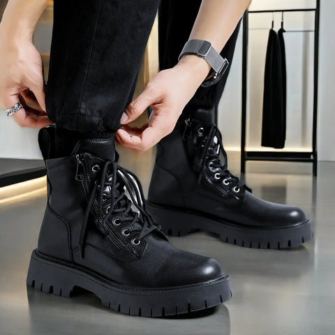 Buy Custom Logo High Quality Men'S Ankle Motorcycle Boots Shoes Fashion Design Martin Boots online at Fashionner.