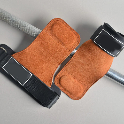 Buy Custom Logo Training Wrist Support Pull Ups Weightlifting Strap Pad Workout Weight Lifting Leather Hand Grips online at Fashionner.
