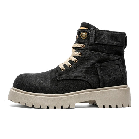 Buy Custom Logo Canvas Martin Boots Shoes Men Fashion Design Chunky Platform Winter Casual Ankle Boots online at Fashionner.