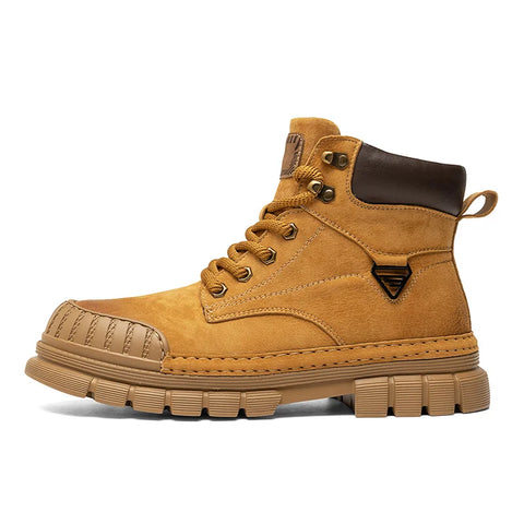 Buy Custom Logo Casual Genuine Leather Martin Boots Men Fashion Designer Winter Chunky Shoes Hiking Chukka Boots online at Fashionner.