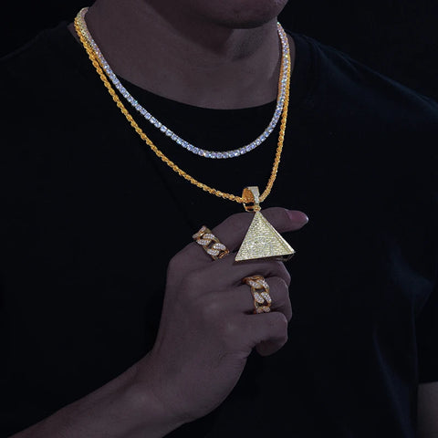 Buy Gra Cartificate Bling Moissanite Evil Eye Pyramid Pendant 925 Sterling Silver Iced Out Men Jewelry Necklace online at Fashionner.