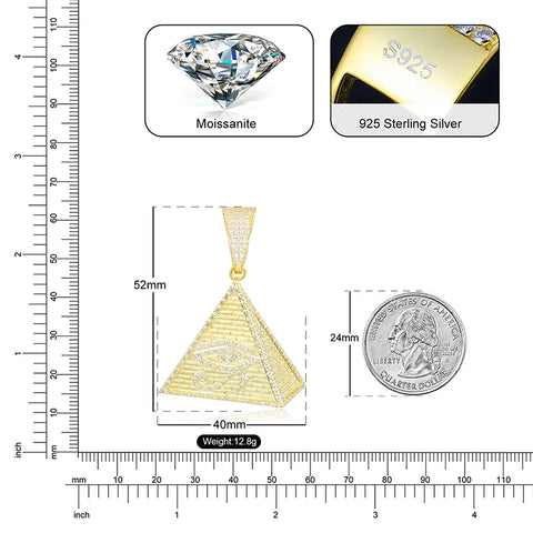 Buy Gra Cartificate Bling Moissanite Evil Eye Pyramid Pendant 925 Sterling Silver Iced Out Men Jewelry Necklace online at Fashionner.