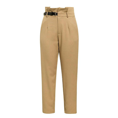 Buy Women High Waist Stretchable Spring Autumn Female Casual Belt Patchwork Long Trousers Work Wear Lady Office Pant online at Fashionner.