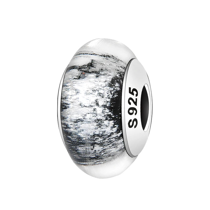 Buy Real 925 Sterling Silver Navy Blue Murano Glass Beads With Ripple Charms For Bracelet Women Jewelry Making online at Fashionner.