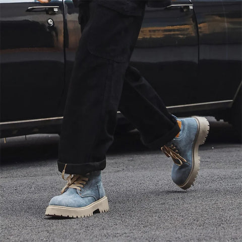 Buy Custom Logo Canvas Martin Boots Shoes Men Fashion Design Chunky Platform Winter Casual Ankle Boots online at Fashionner.