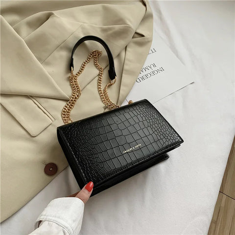 Buy Elegant Ladies Bag Square Shoulder Bag Crocodile Leather Flap Handbag Crossbody Bag For Women online at Fashionner.