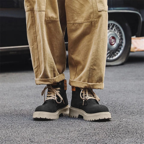 Buy Custom Logo Canvas Martin Boots Shoes Men Fashion Design Chunky Platform Winter Casual Ankle Boots online at Fashionner.