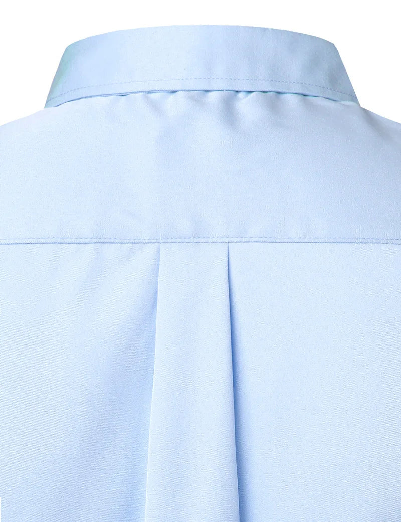 White Mens Bamboo Fiber Dress Shirts Short Sleeve Casual Button Down Shirt Men Non Iron  Easy Care Elastic Business Shirt Male - Fashionner