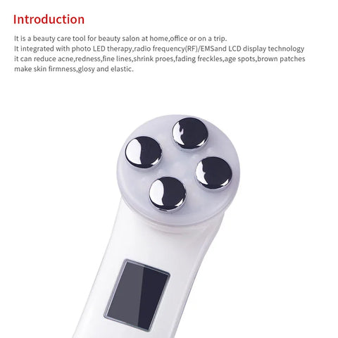 Buy Handheld Anti-Aging 5 In 1 Face Massager Skin Care Tool Led Photon Therapy Rf Ems Facial Massager online at Fashionner.