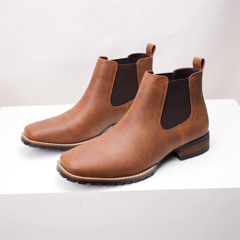 Buy Custom Logo Handmade Genuine Leather Western Chelsea Boots Mens Shoes Casual Flat Ankle Chukka Boots For Men online at Fashionner.