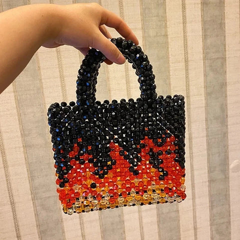 Buy Ladies Evening Bags For Women Luxury Designer Handbag Purse New In Acrylic Beaded Braid Hollow Top Handle Small Carry Wrist online at Fashionner.