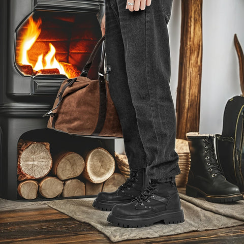 Buy Custom Logo Genuine Leather Ankle Martin Boots Mens Shoes Winter Chukka Boots Fashion Platform Boots online at Fashionner.