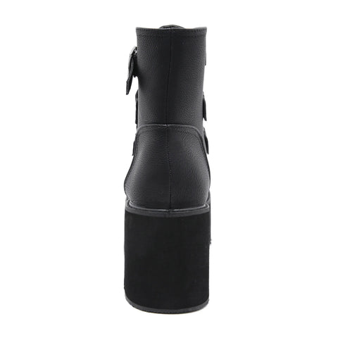 Buy Custom Logo Gothic Punk Style Chunky Heel Boots Women Shoes Big Size Black Wedges Ankle Boots For Ladies online at Fashionner.