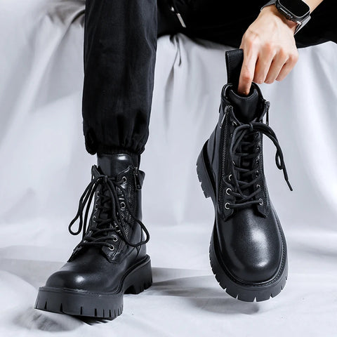 Buy Custom Logo High Quality Men'S Ankle Motorcycle Boots Shoes Fashion Design Martin Boots online at Fashionner.