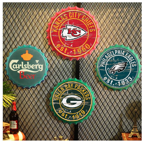 Buy Tin Sign Bottle Cap Design Beer Cap Metal Bar Poster Metal Craft For Home Bar Restaurant Coffee Shop Wall Decor online at Fashionner.