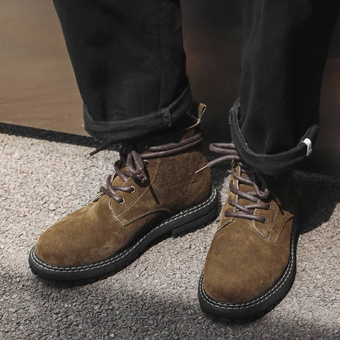 Buy Custom Logo High Quality Retro Style Men'S Martin Boots Shoes Suede Leather Winter Ankle Boots online at Fashionner.