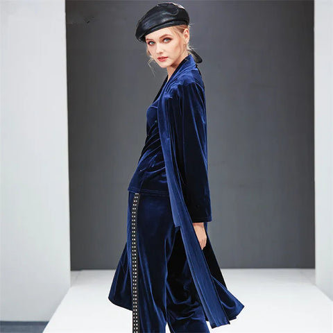 Autumn Winter Coat Women 2023 Casual Solid velour Jackets Winter Elegant Long velvet Coat abrigos mujer invierno trench coat - Fashionner