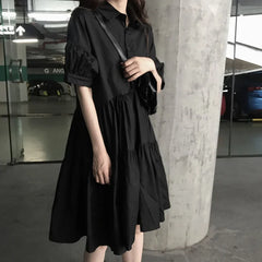 Western INS Super Popular French Retro Dress Women's Summer Korean Style Hong Kong Style Chic out Western Style Mid-Length Black Dress - Fashionner