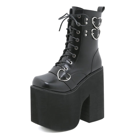 Buy Custom Logo Punk Gothy Style Super High Heels Boots Women Shoes Fashion Designer Ankle Chunky Platform Boots online at Fashionner.