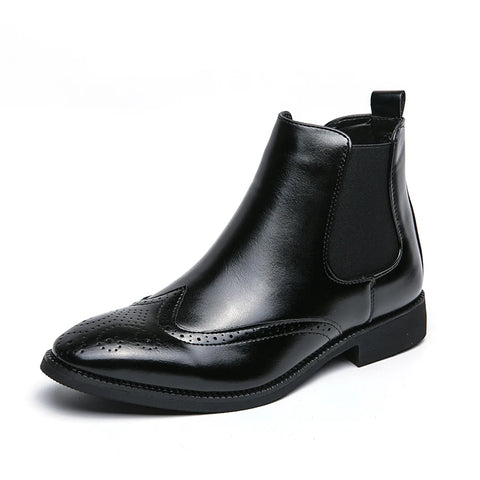 Buy Custom Logo Western Chelsea Boots Mens Shoes Low Heels Big Size Casual Ankle Boots For Men online at Fashionner.