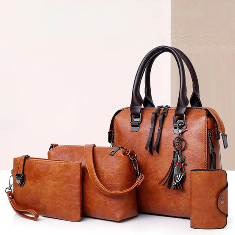 Buy Hot Selling Luxury Women Bag Handbags Pu Leather Handbag Lady 4 Pieces One Set Shoulder Bags Designer Tote Bag online at Fashionner.