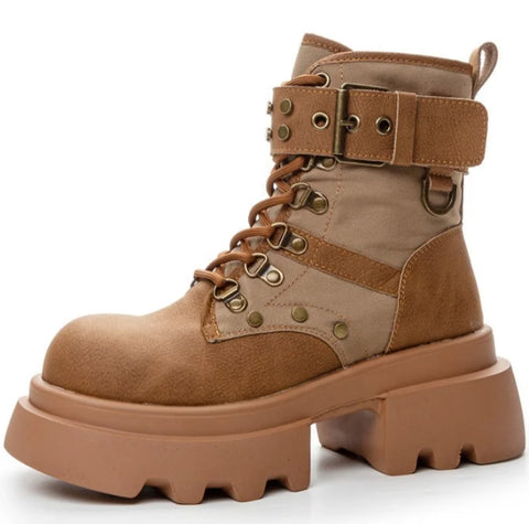 Buy Custom Logo Genuine Leather Platform Boots Women Shoes Ladies Ankle Bootie Motorcycle Boots online at Fashionner.
