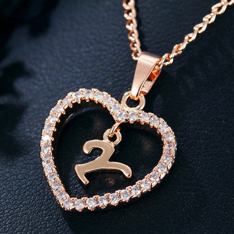 Collier avec pendentif cœur zircon 26 lettres en acier inoxydable doré, bijou cadeau d'anniversaire pour femme