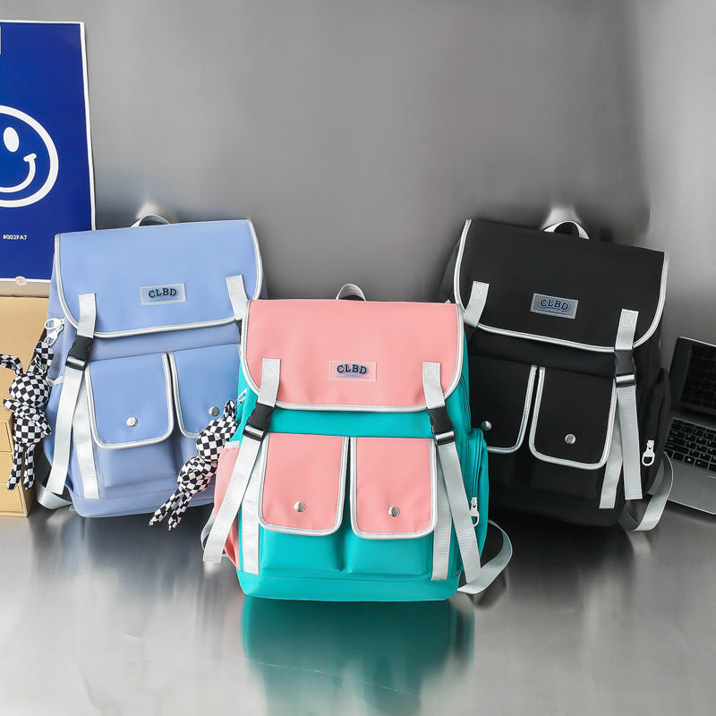 Color Matching Student Schoolbag Korean Style Versatile Large Capacity - Fashionner