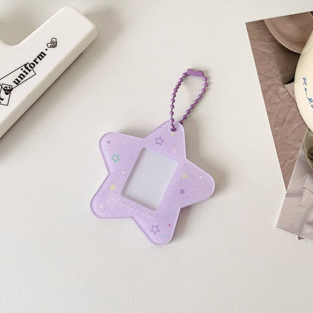 Japanese And Korean Simple Glitter Five-pointed Star Hard Card Folder Student Card Cover
