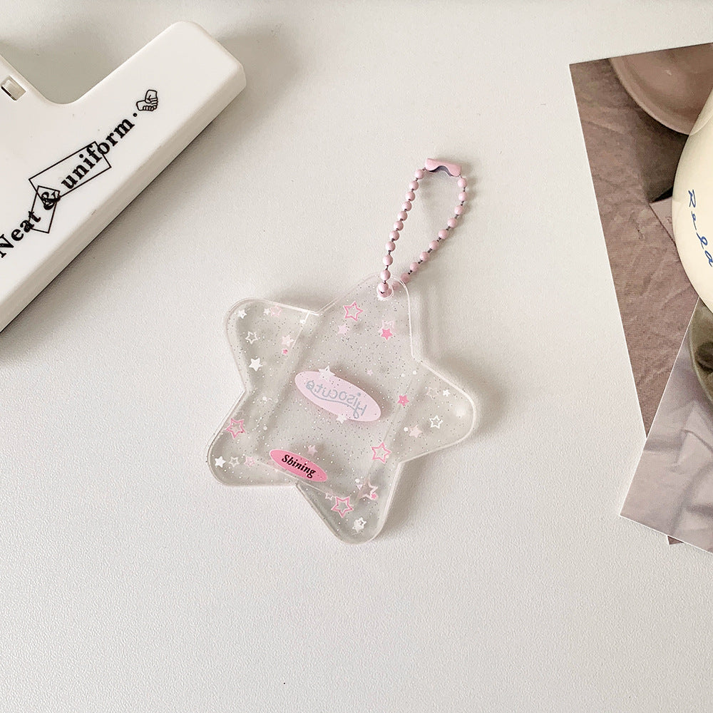 Japanese And Korean Simple Glitter Five-pointed Star Hard Card Folder Student Card Cover