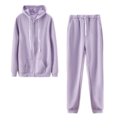 Women's Clothing Hooded Long Sleeve Solid Color Zipper Cardigan Sweater Elastic Waist Casual Loose Outfit - Fashionner