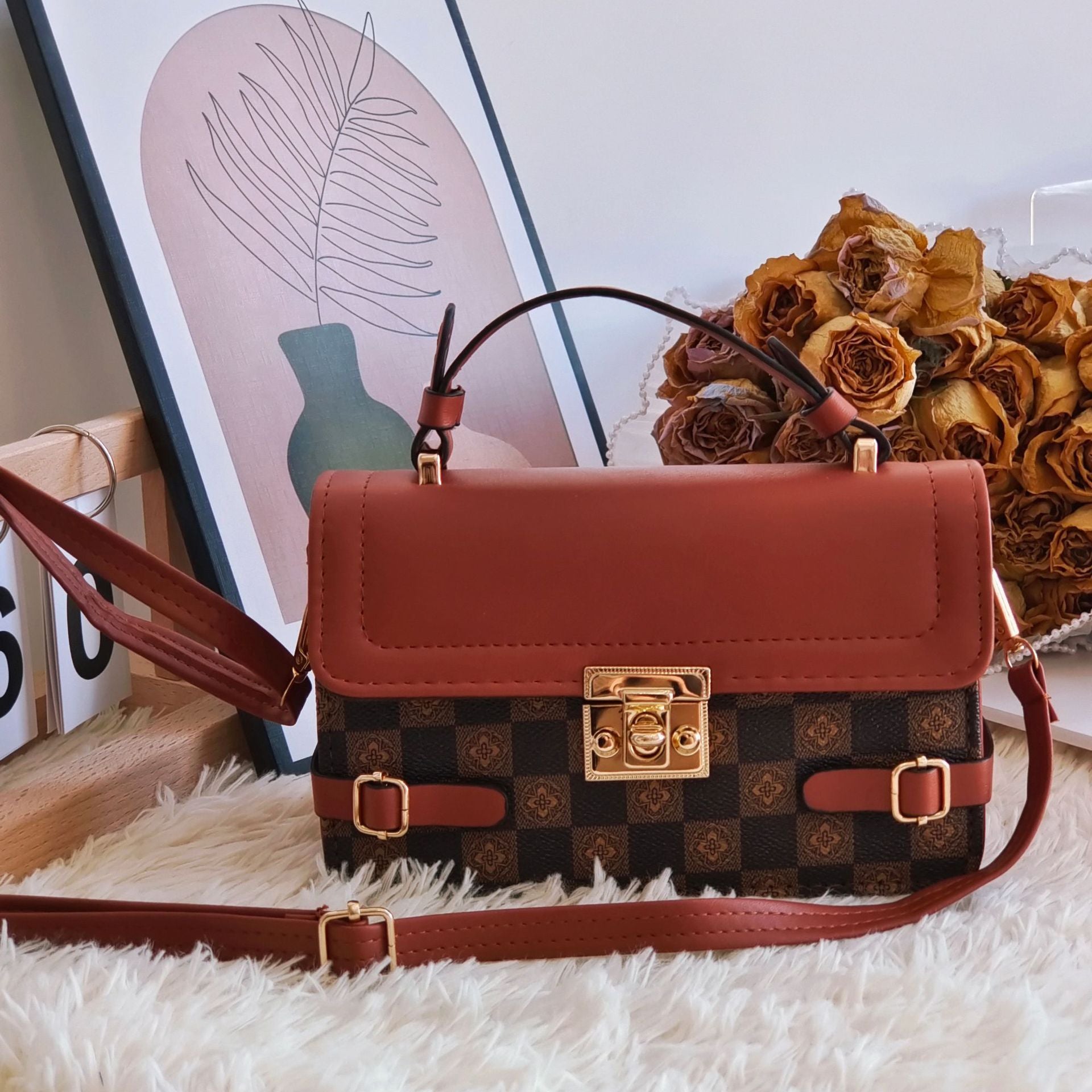 Comfortable Retro Small Square Pattern Ethnic Crossbody Bag - Fashionner