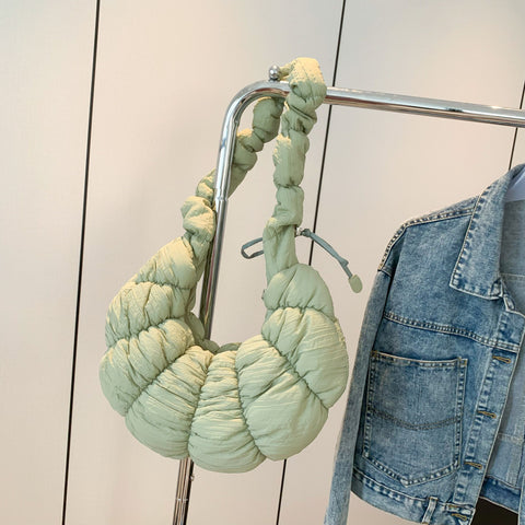 Sac à bandoulière grande capacité nuages plissés en forme de croissant