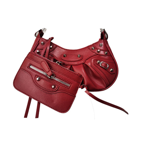 Women's Fashion Vintage Crumpled Crescent Moon Son Mother Shoulder Bag - Fashionner