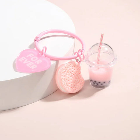 Série Macaron Couleurs Mini Crème Glacée Lait Thé Porte-clés Pendentifs