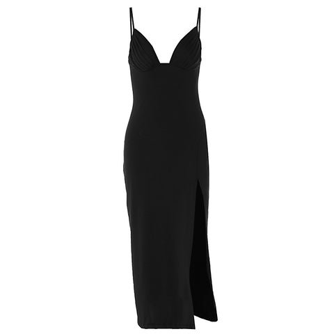 Women's Graceful And Fashionable Pleated V-neck Sling Dress - Fashionner