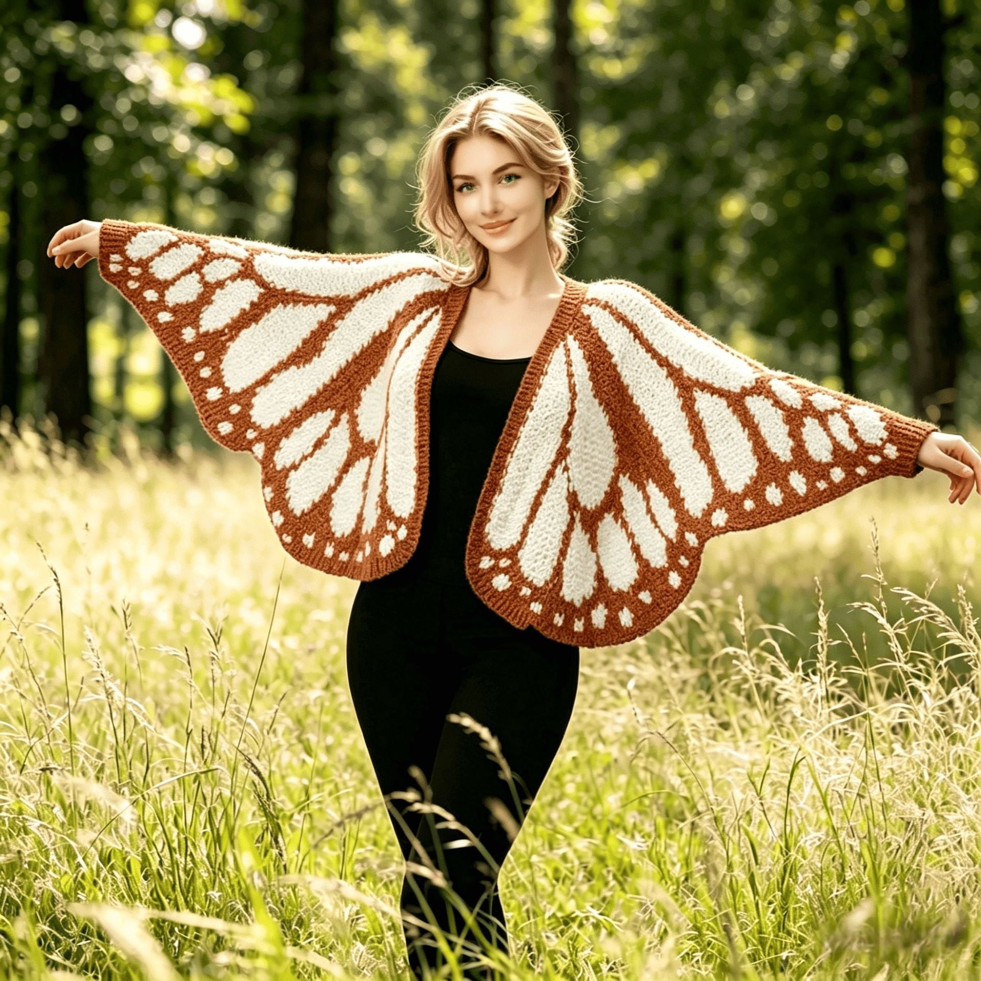 Buy Imperial Butterfly Cape, Butterfly Shawl, Cardigan, Knitted Irregular Cardigan, Butterfly Shawl, Hand-Crocheted Shawl, Decorative Shawl online at Fashionner.