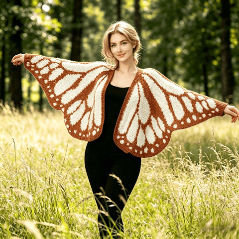 Buy Imperial Butterfly Cape, Butterfly Shawl, Cardigan, Knitted Irregular Cardigan, Butterfly Shawl, Hand-Crocheted Shawl, Decorative Shawl online at Fashionner.