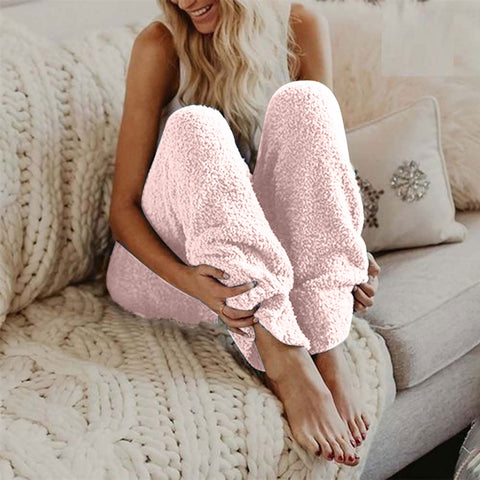 Double-sided Velvet Home Wear Women's Solid Color Loose Plush Pajama Pants - Fashionner