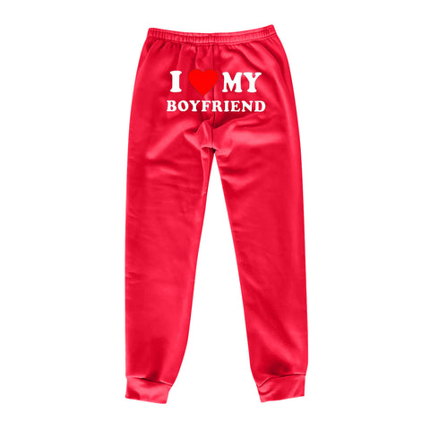 I Love MY BOYFRIEND Printed Trousers Casual Sweatpants Men And Women Sports Pants - Fashionner