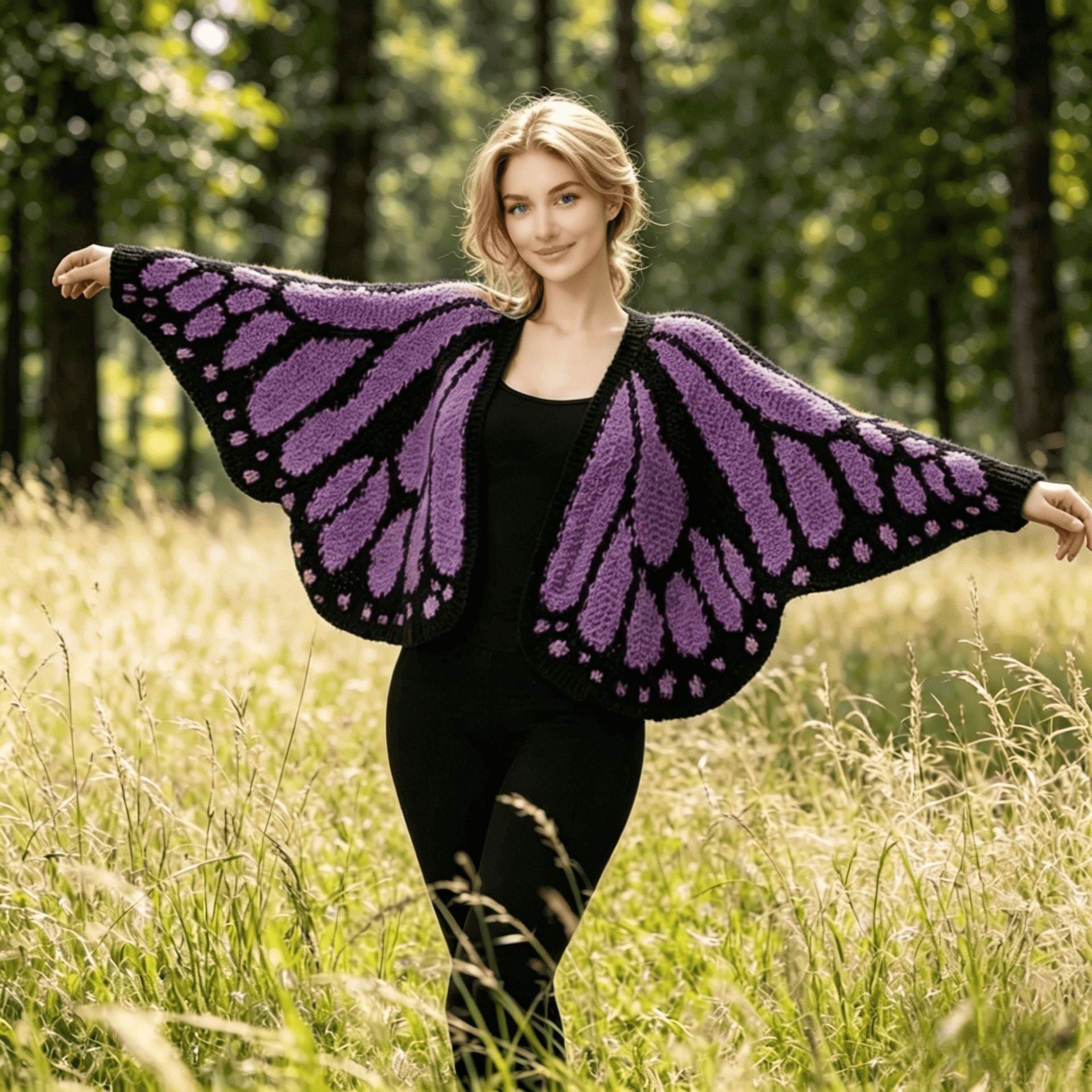 Buy Imperial Butterfly Cape, Butterfly Shawl, Cardigan, Knitted Irregular Cardigan, Butterfly Shawl, Hand-Crocheted Shawl, Decorative Shawl online at Fashionner.