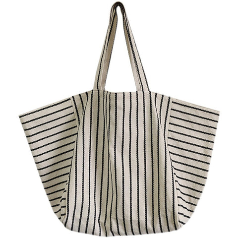 Sac en toile pour femme, sac à bandoulière, grande capacité, style décontracté, rayé, à la mode