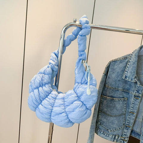 Sac à bandoulière grande capacité nuages plissés en forme de croissant